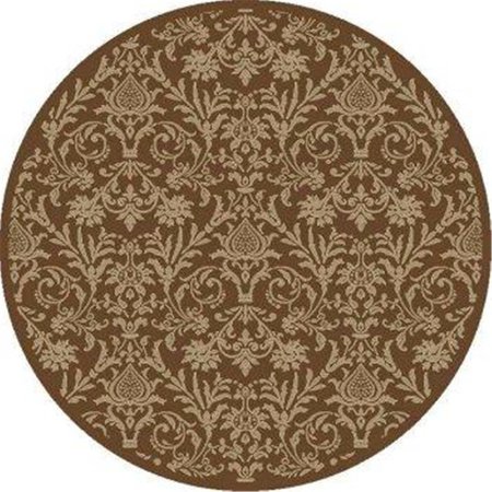 CONCORD GLOBAL 5 ft. 3 in. Jewel Damask - Round, Brown 49480